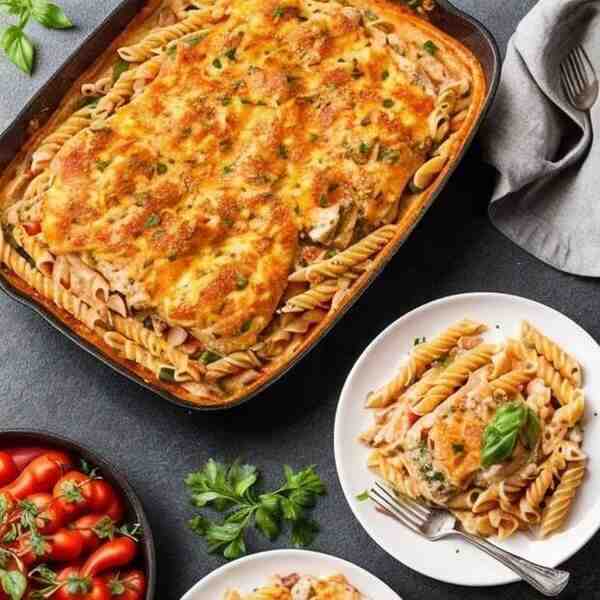 Запеканка из макарон с курицей
